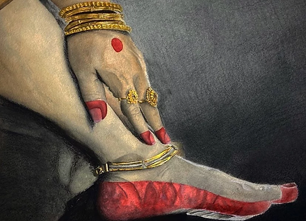 Charcoal and Watercolour painting