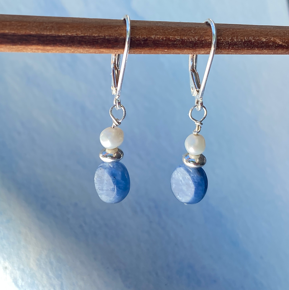 Thumbnail: Kyanite and Pearl Earrings