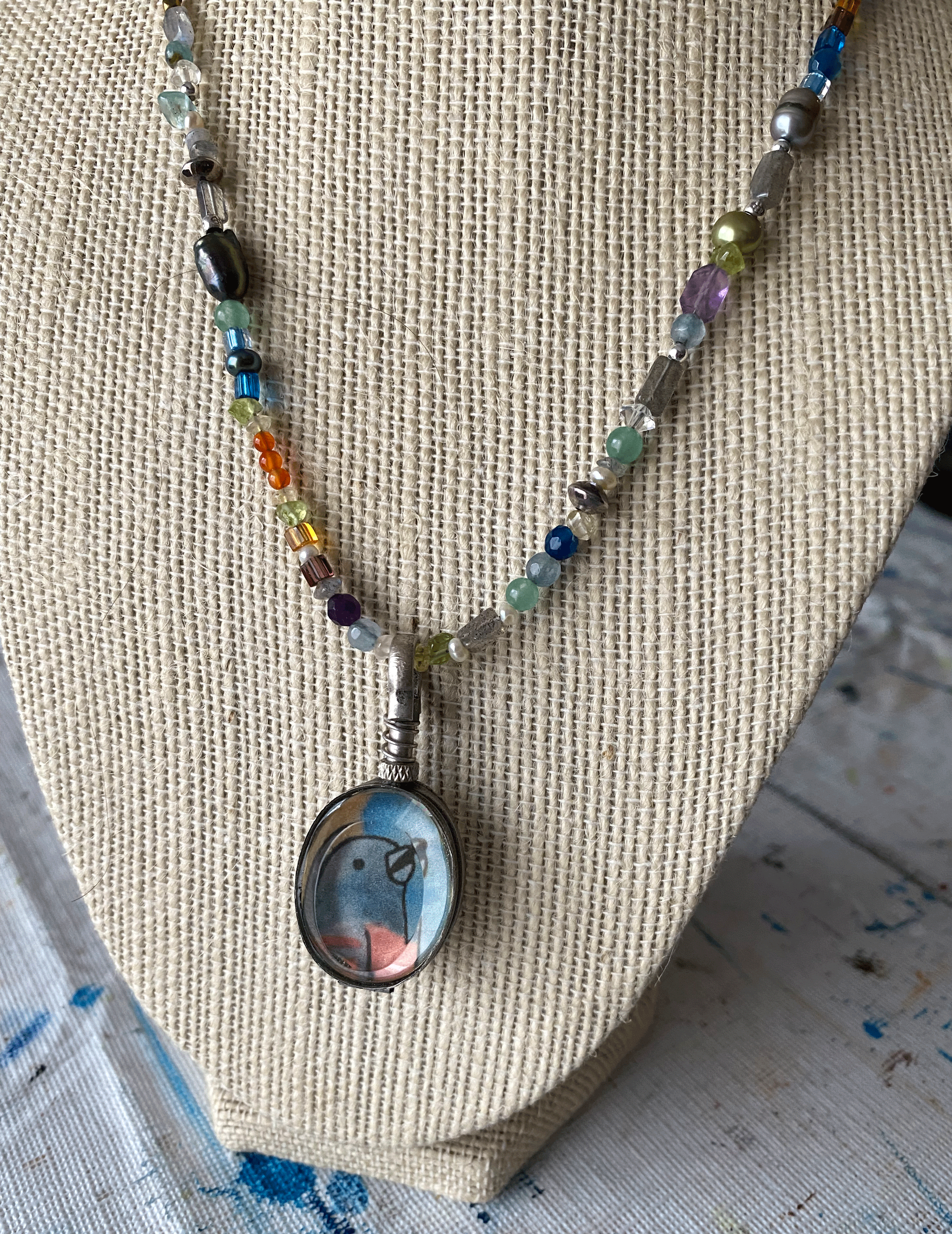 Bluebird of Happiness Gemstones Necklace