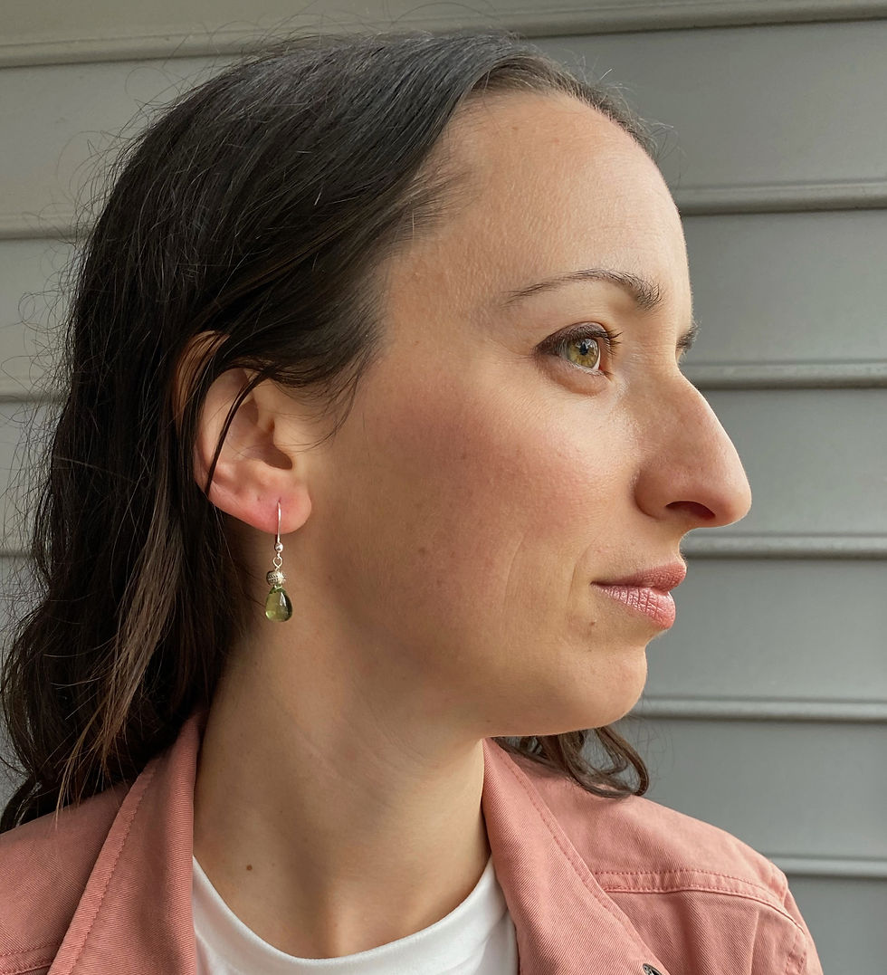 Thumbnail: Green Amethyst Teardrop Earrings