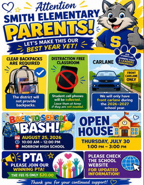 Smith Elementary School Shares Important Back to School Information for the 2026–2027 School Year