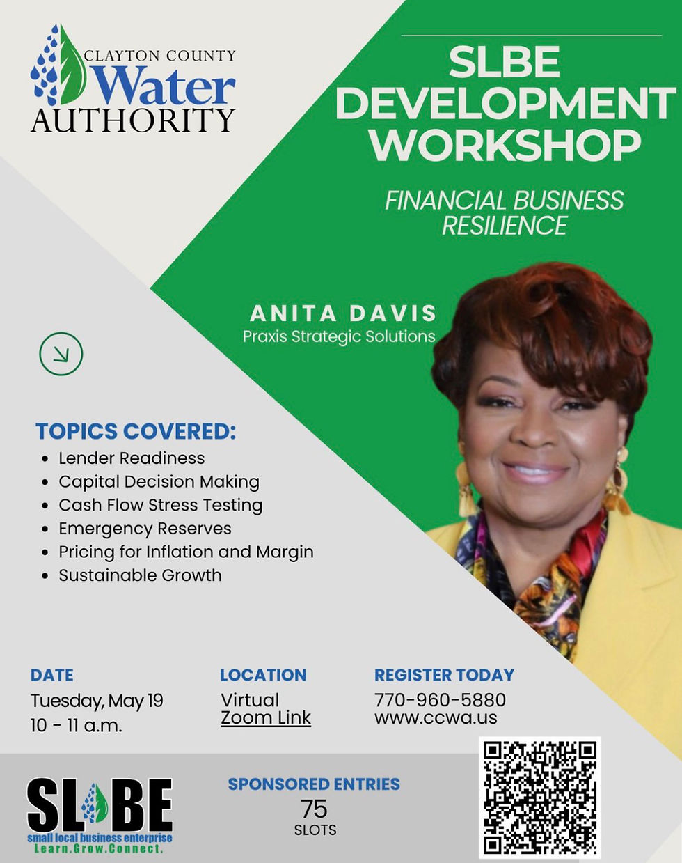 Clayton County Water Authority Hosting SLBE Development Workshop on Financial Business Resilience