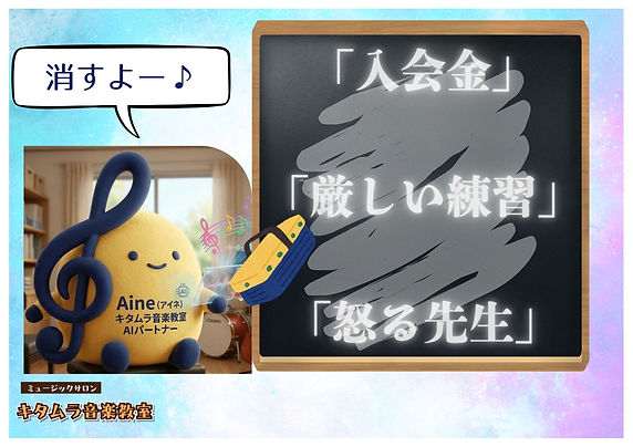 AI分析のAine(アイネ)が「入会金」「厳しい練習」「怒る先生」を黒板消しで消している