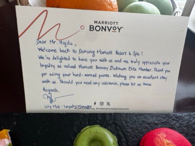 Mariott Welcome Letter