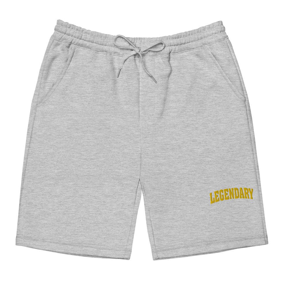 Thumbnail: Gray shorts with Legendary text, casual wear for comfortable lounging.