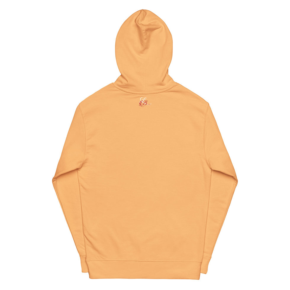 Thumbnail: Back view of an orange hoodie with hood up, a blank design.