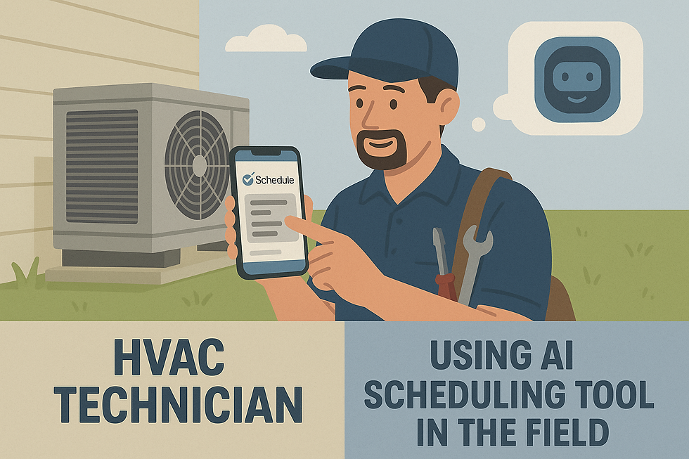 HVAC technician using AI scheduling tool in the field