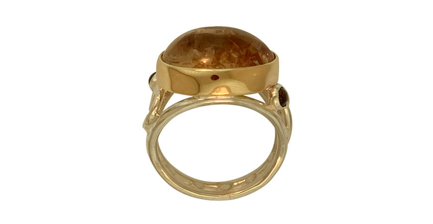 Thumbnail: .925 SS Lodolite Ring w/gold Bezel