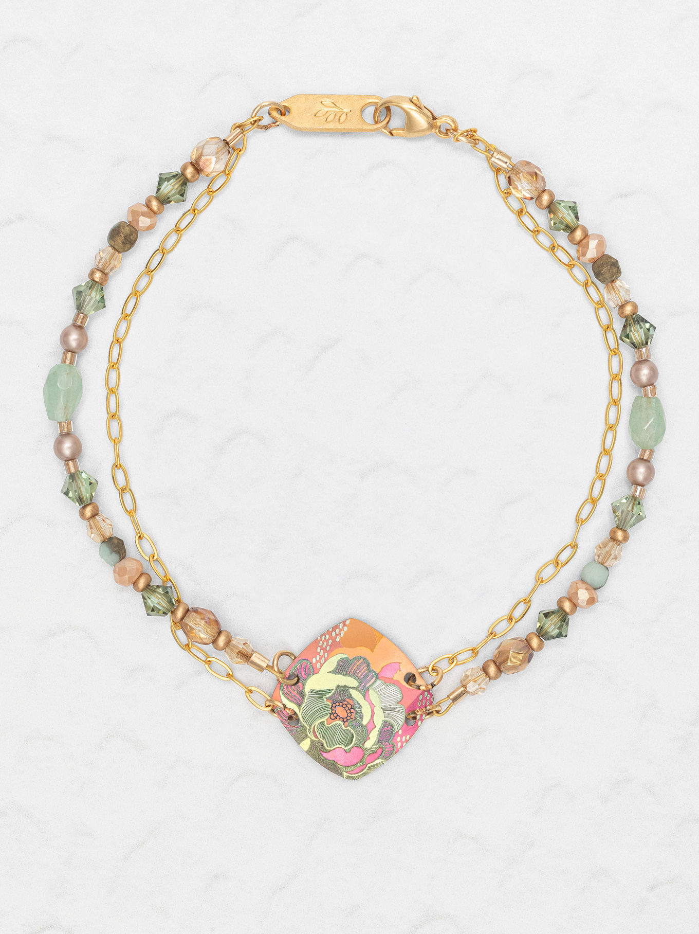 Blooming Coral/Sage Elena Bracelet