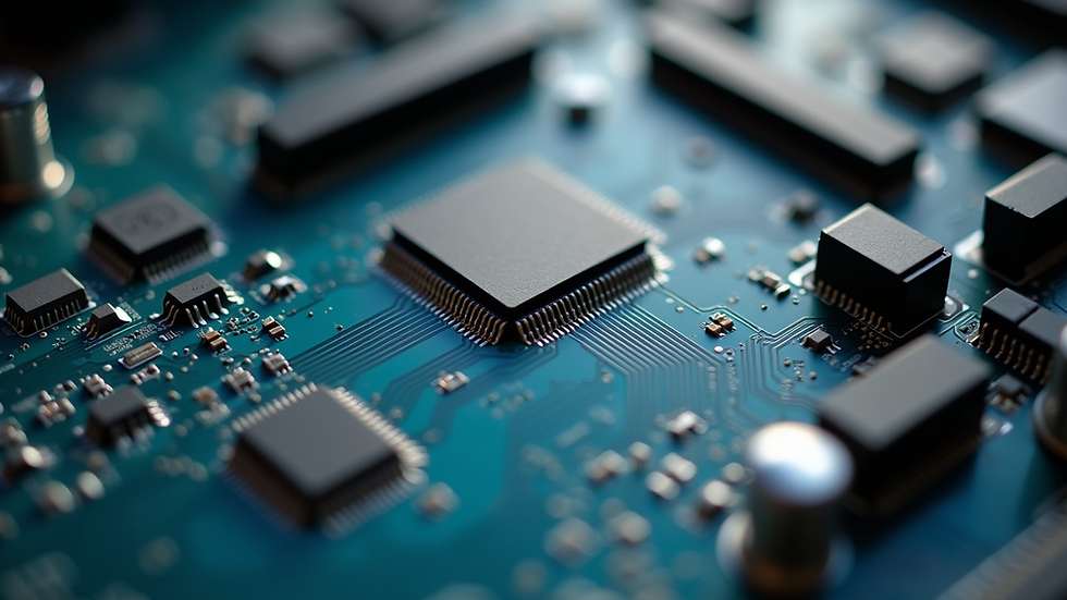 Close-up view of a computer motherboard with visible circuits