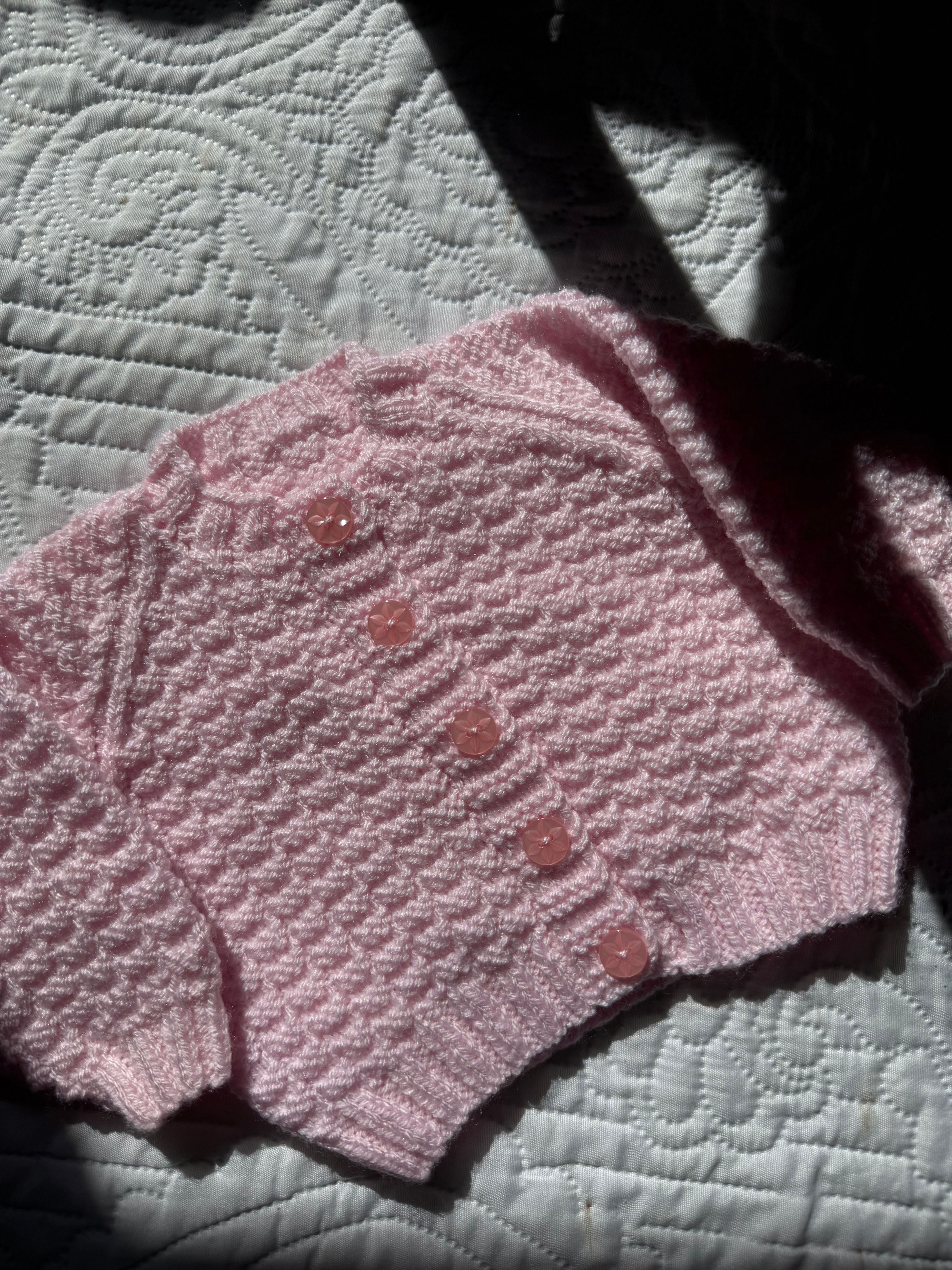 Hand knitted nana style cardigan 3-6months 