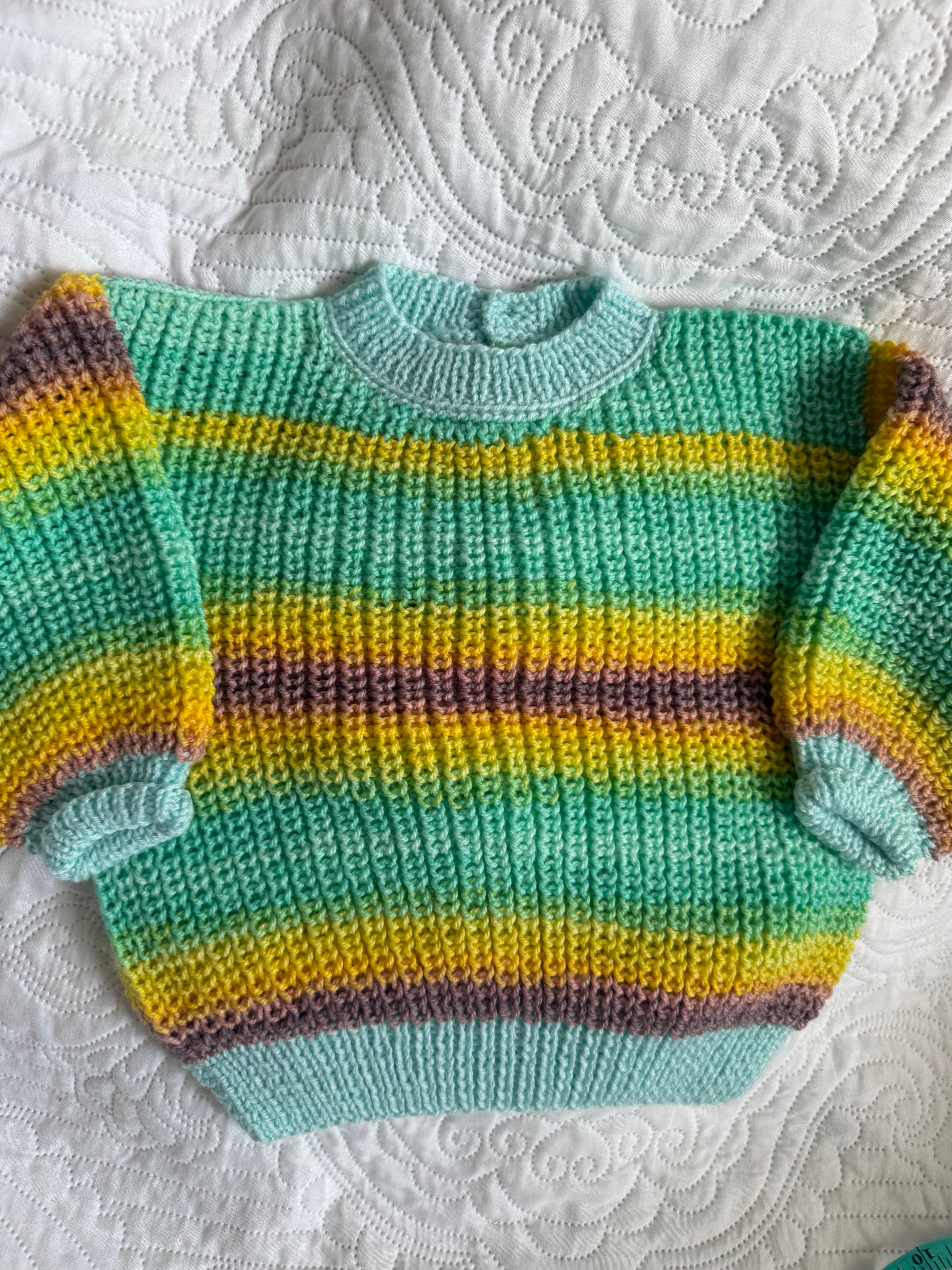 Hand knitted ribbed style jumper 4-5years