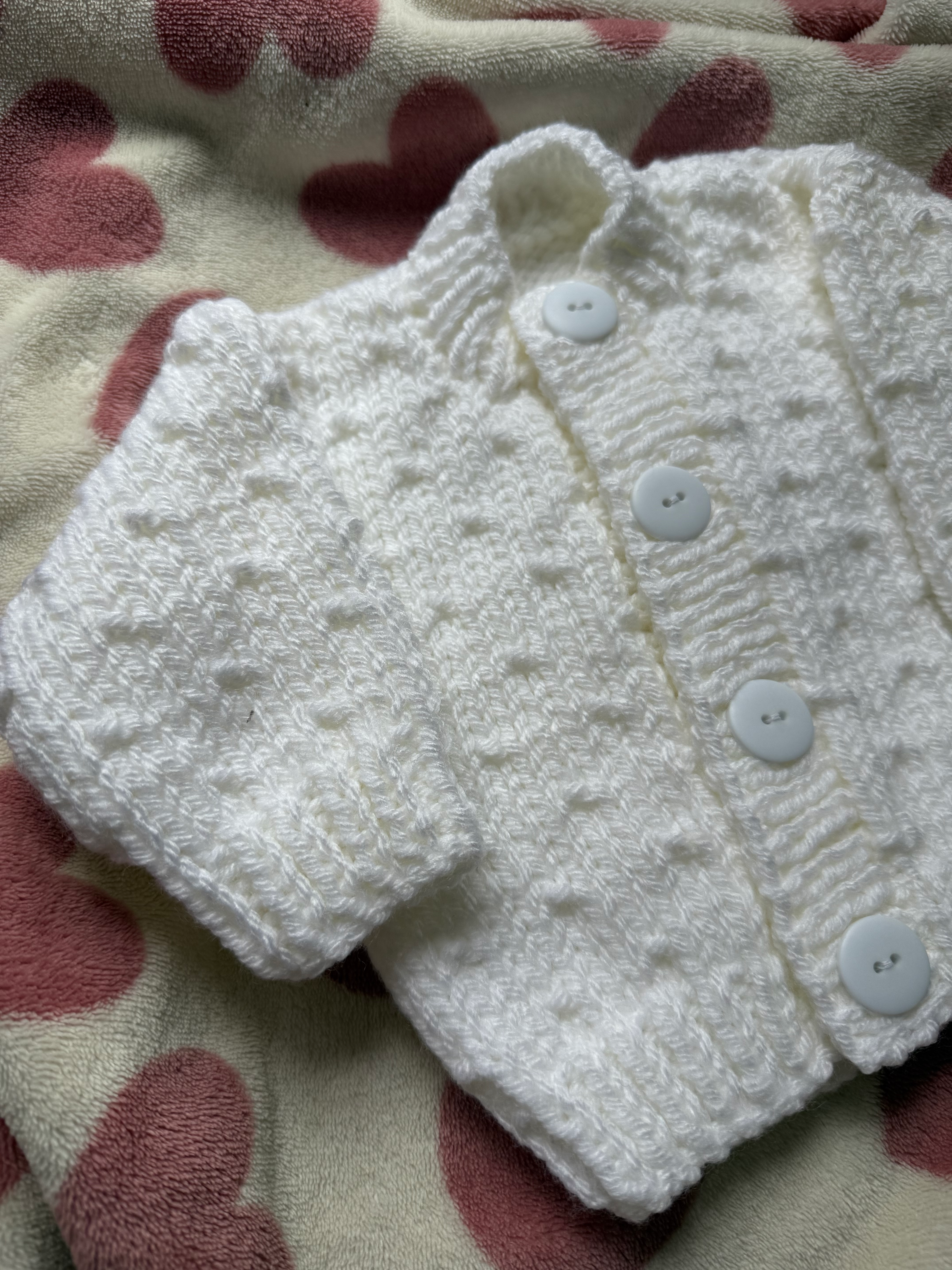 Hand knitted Nana style cardigan 0-3 months