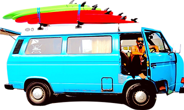 Norwegan surf van with surf boards on top