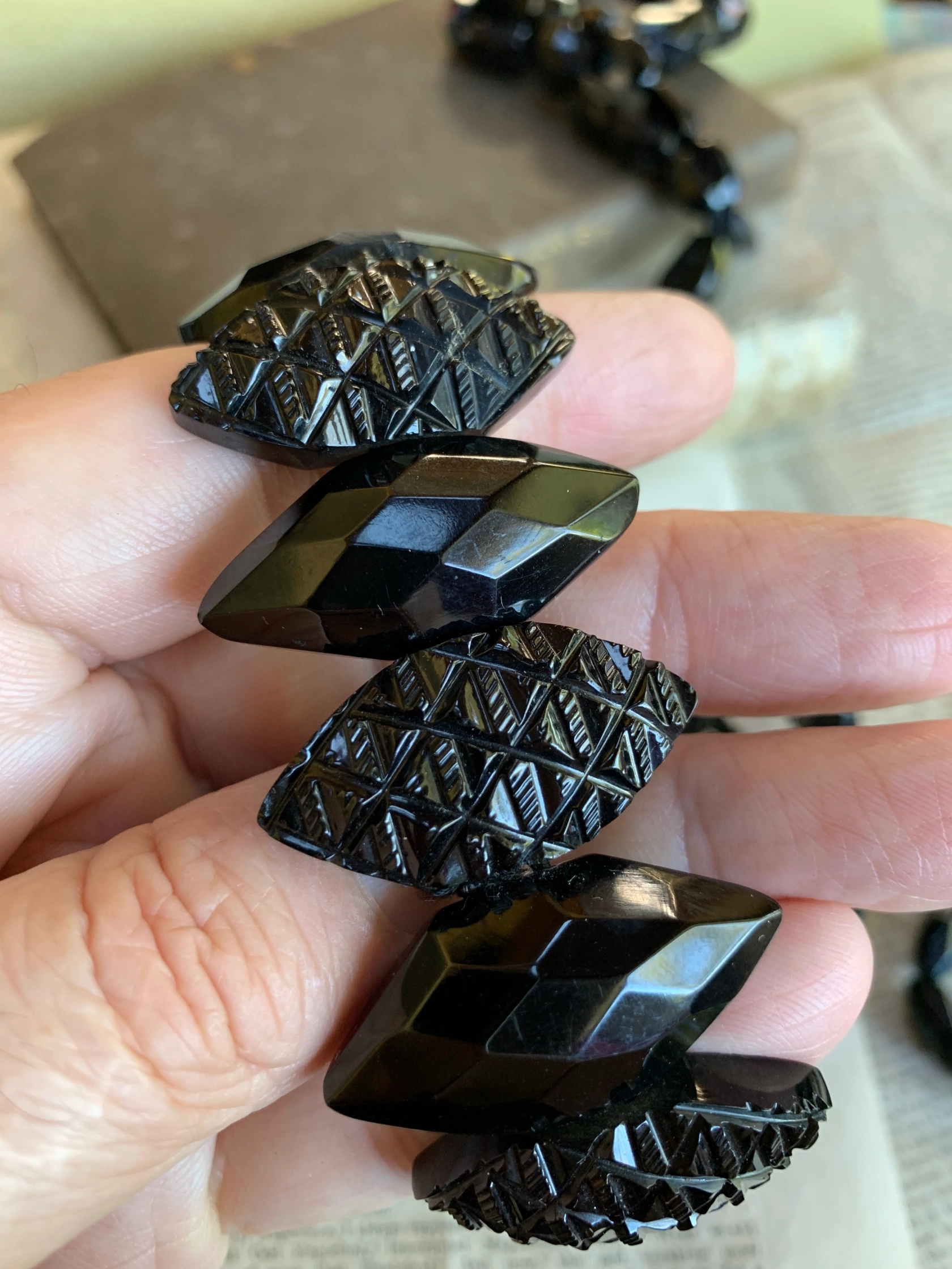 Antique Victorian Mourning Jewelry - WHITBY JET bracelet