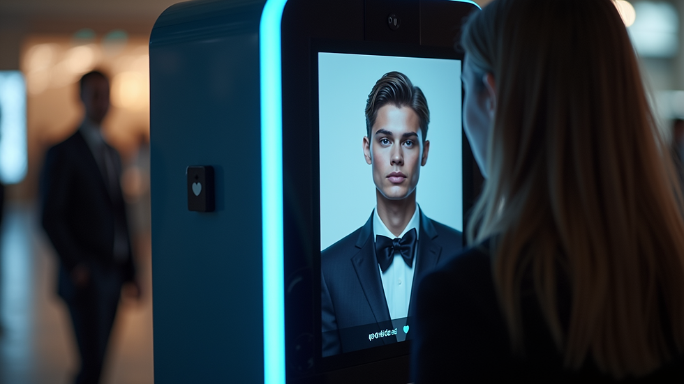 Close-up view of a photo booth screen showing AI-enhanced photo options