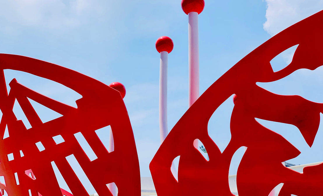 stainless steel art red shantou art papercut flower 