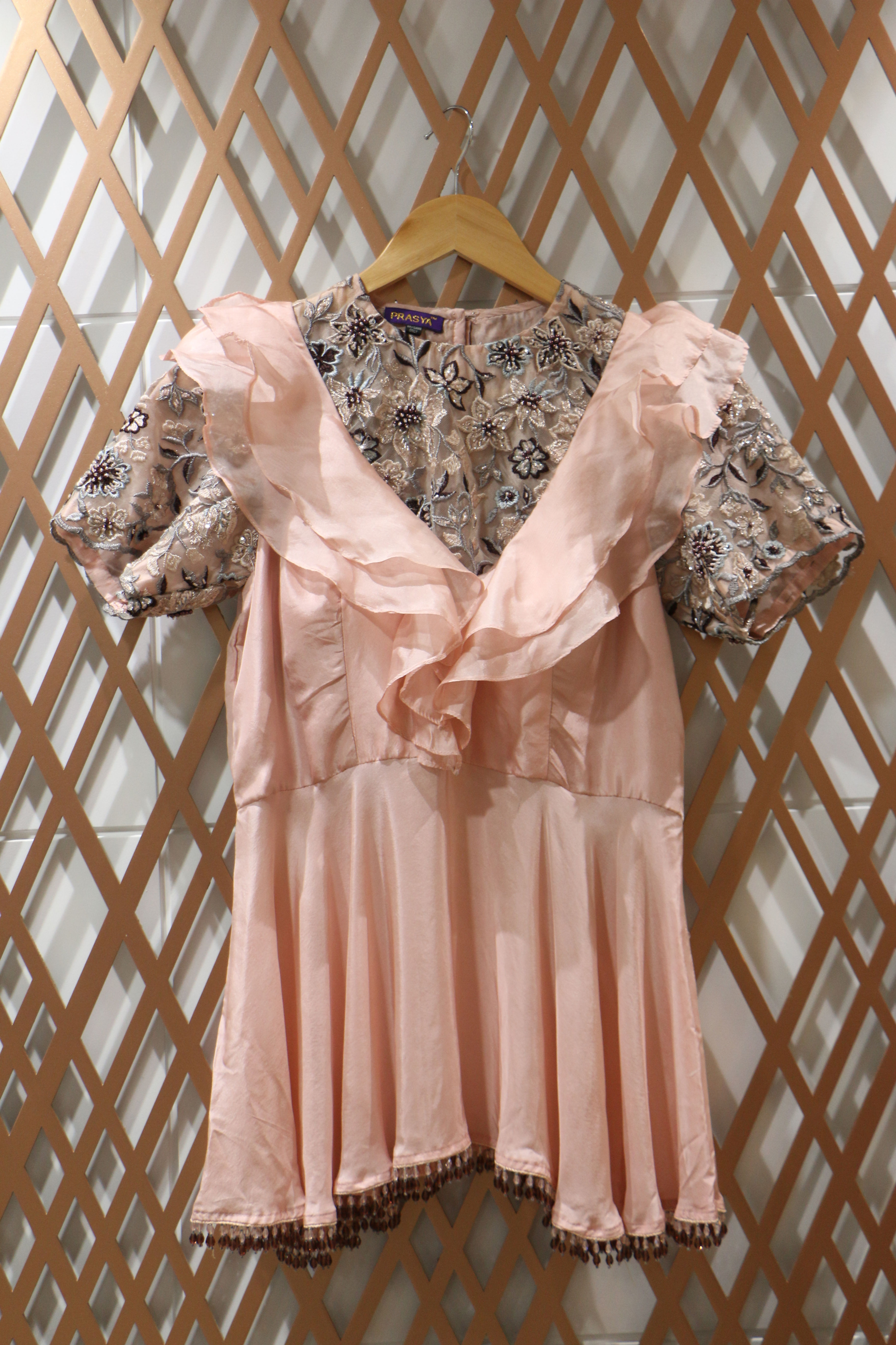 Peach Ruffle Embellished Peplum