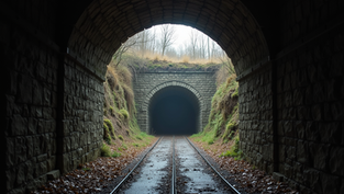 Eye-level view of an old coal mine entrance in Harlan County