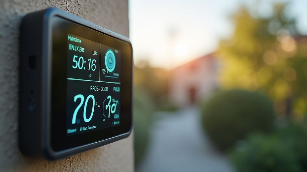 Eye-level view of a home energy monitor displaying solar power data