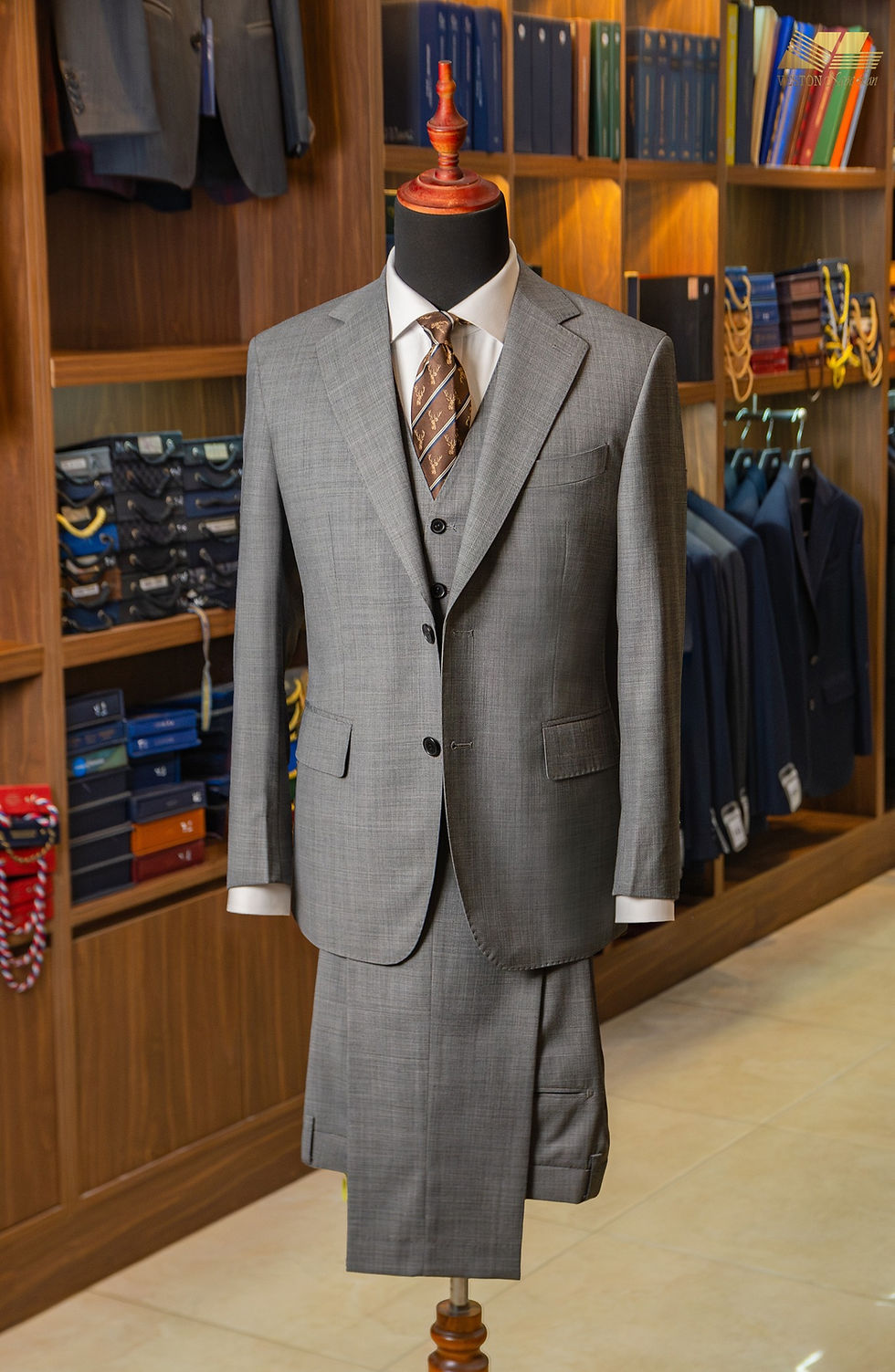 GREY 3 PIECE BESPOKE SUIT BY VESTON NGOC LAN 