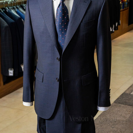 BỘ SUIT DARK NAVY HỌA TIẾT MAY ĐO BỞI VESTON NGỌC LAN 
