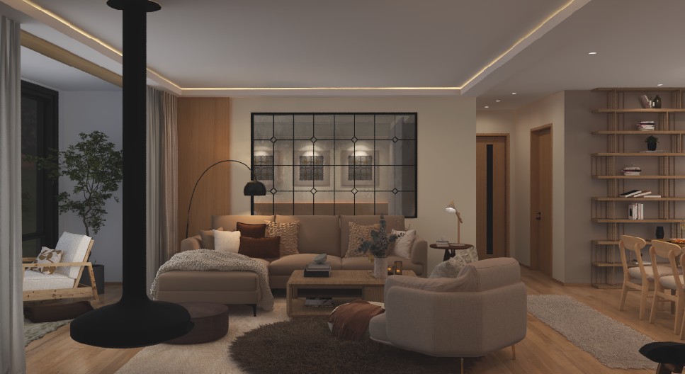 Rendering of Scandinavian Living Area 