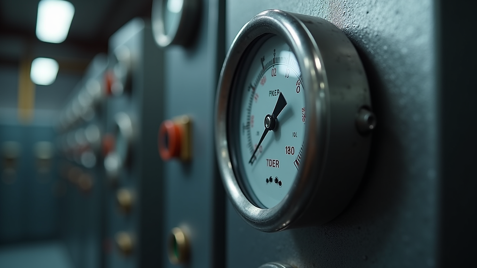 Close-up view of a boiler control panel showing pressure gauge