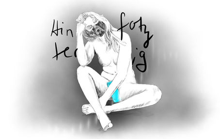 Illustration einer nackten Frau mit einer Maul-Maske