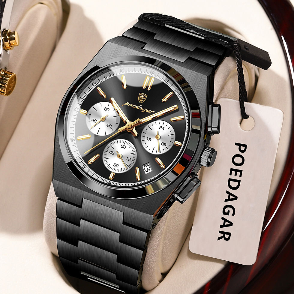 Miniatura: Reloj POEDAGAR Hombre Cronógrafo Deportivo Acero Inoxidable con Fecha