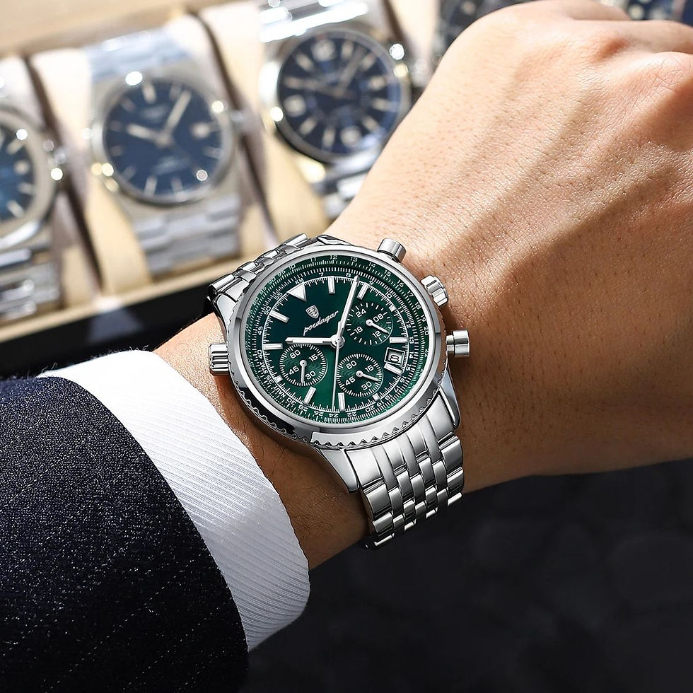 Miniatura: Reloj POEDAGAR Hombre Cronógrafo Deportivo Acero Inoxidable con Fecha