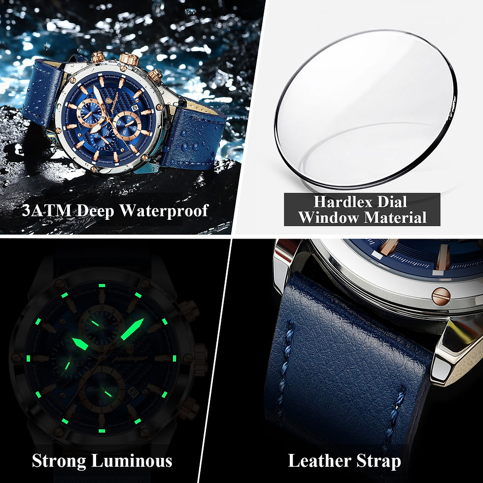 Miniatura: Reloj POEDAGAR Hombre Cronógrafo Elegante Luminoso con Fecha