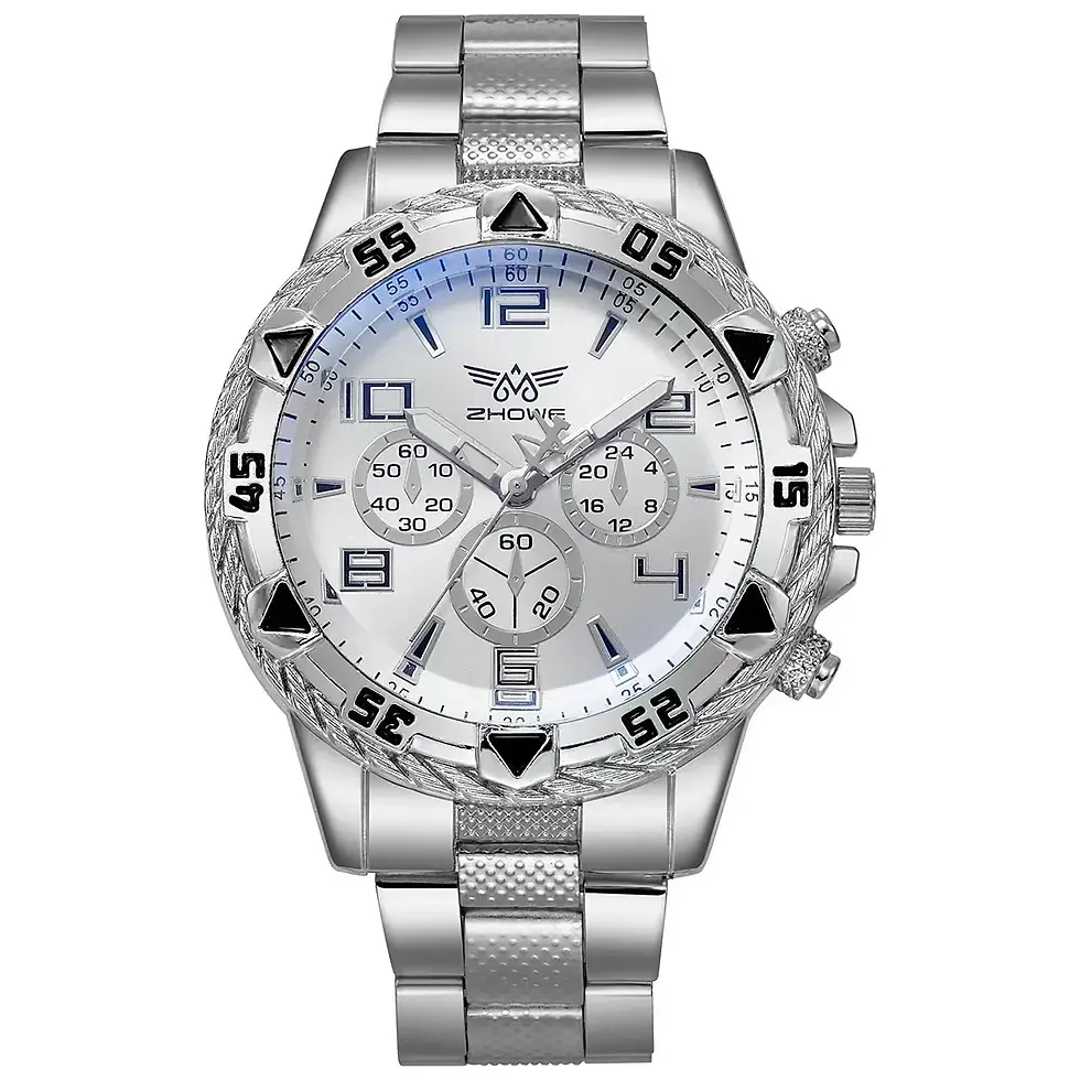 Miniatura: Reloj Hombre Multifunción Luz Azul Correa Acero Cuarzo