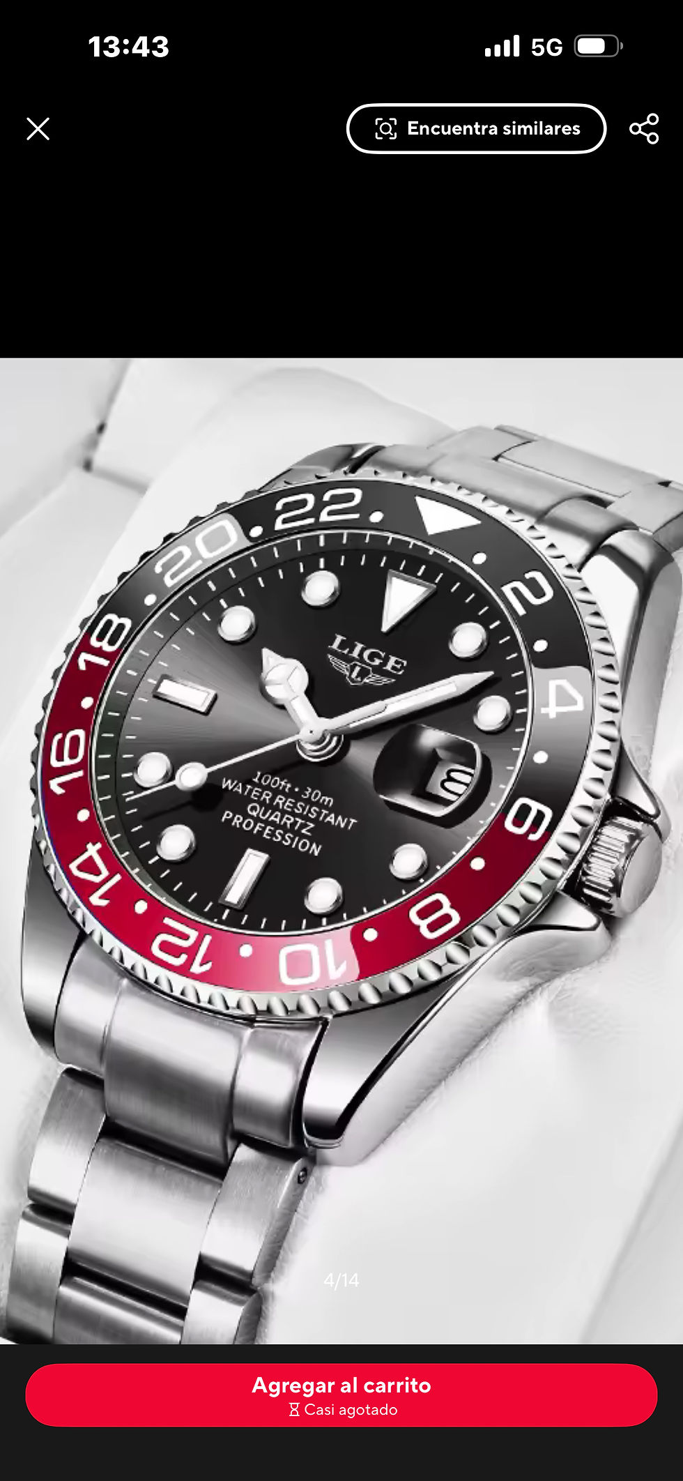 Miniatura: Reloj Hombre LIGE Acero Inoxidable Luminoso Resistente al Agua