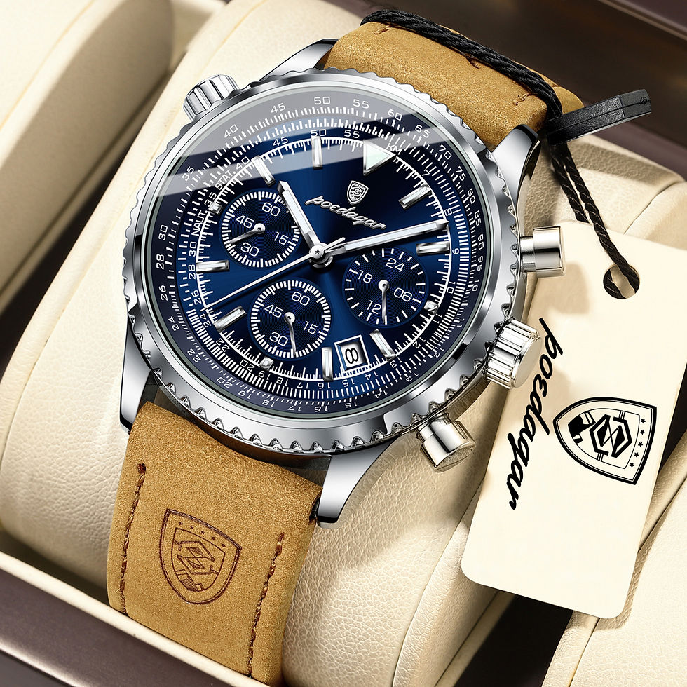 Miniatura: Reloj POEDAGAR Hombre Cronógrafo Deportivo Elegante Luminoso con Fecha