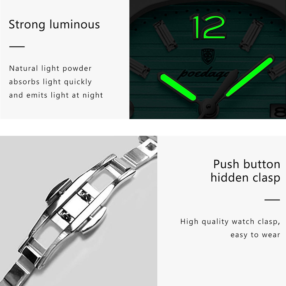 Miniatura: Reloj POEDAGAR Mujer Caja Cuadrada Acero Inoxidable Luminoso
