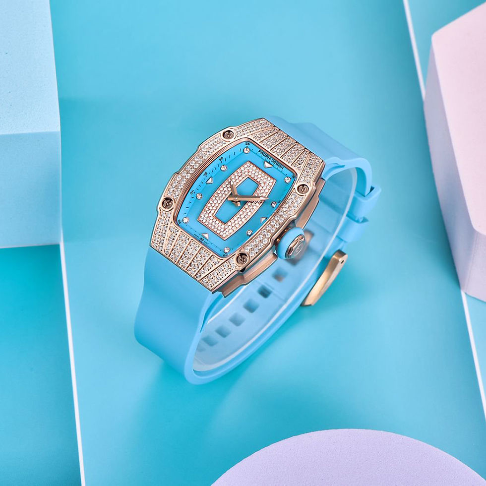 Miniatura: Reloj Mujer Pagani Design Lujo Diamantes Correa Goma Impermeable