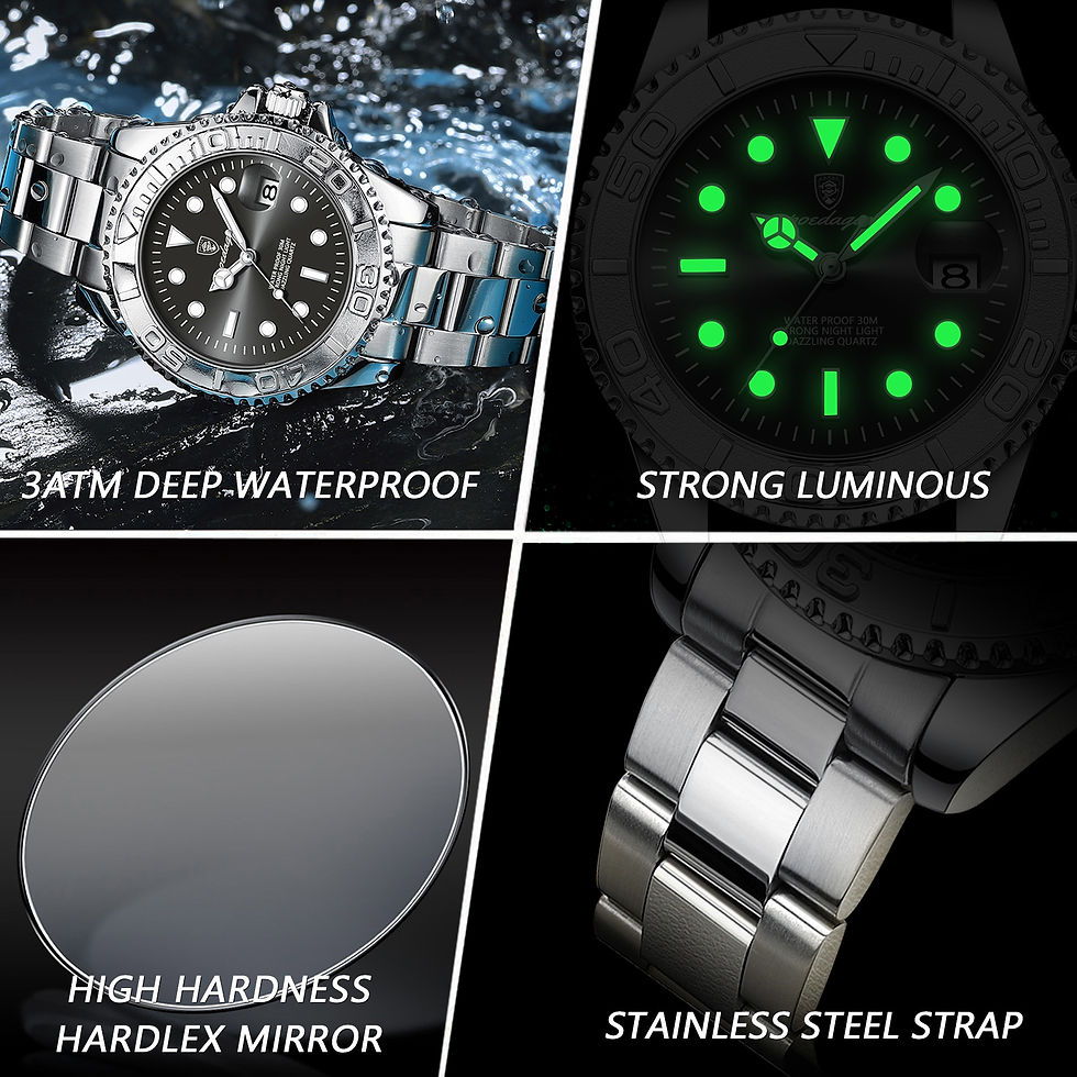 Miniatura: Reloj POEDAGAR Hombre Acero Inoxidable Luminoso con Fecha