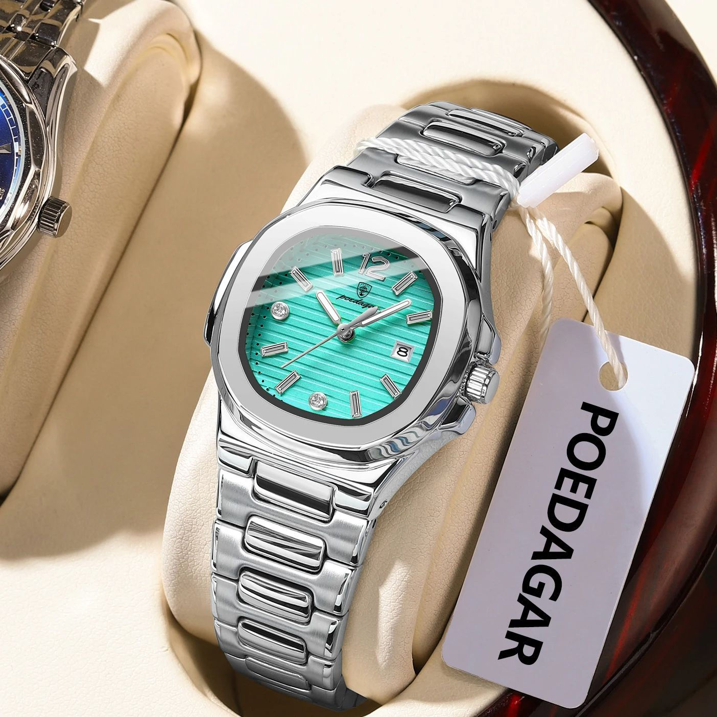 Reloj POEDAGAR Mujer Caja Cuadrada Acero Inoxidable Luminoso