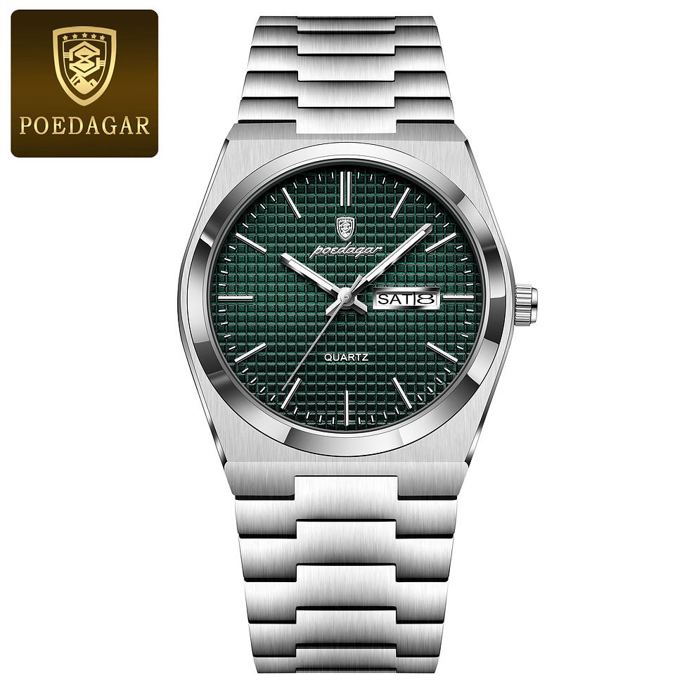 Miniatura: Reloj POEDAGAR Hombre Acero Inoxidable Luminoso Resistente al Agua