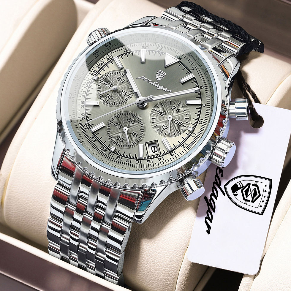 Miniatura: Reloj POEDAGAR Hombre Cronógrafo Deportivo Acero Inoxidable con Fecha