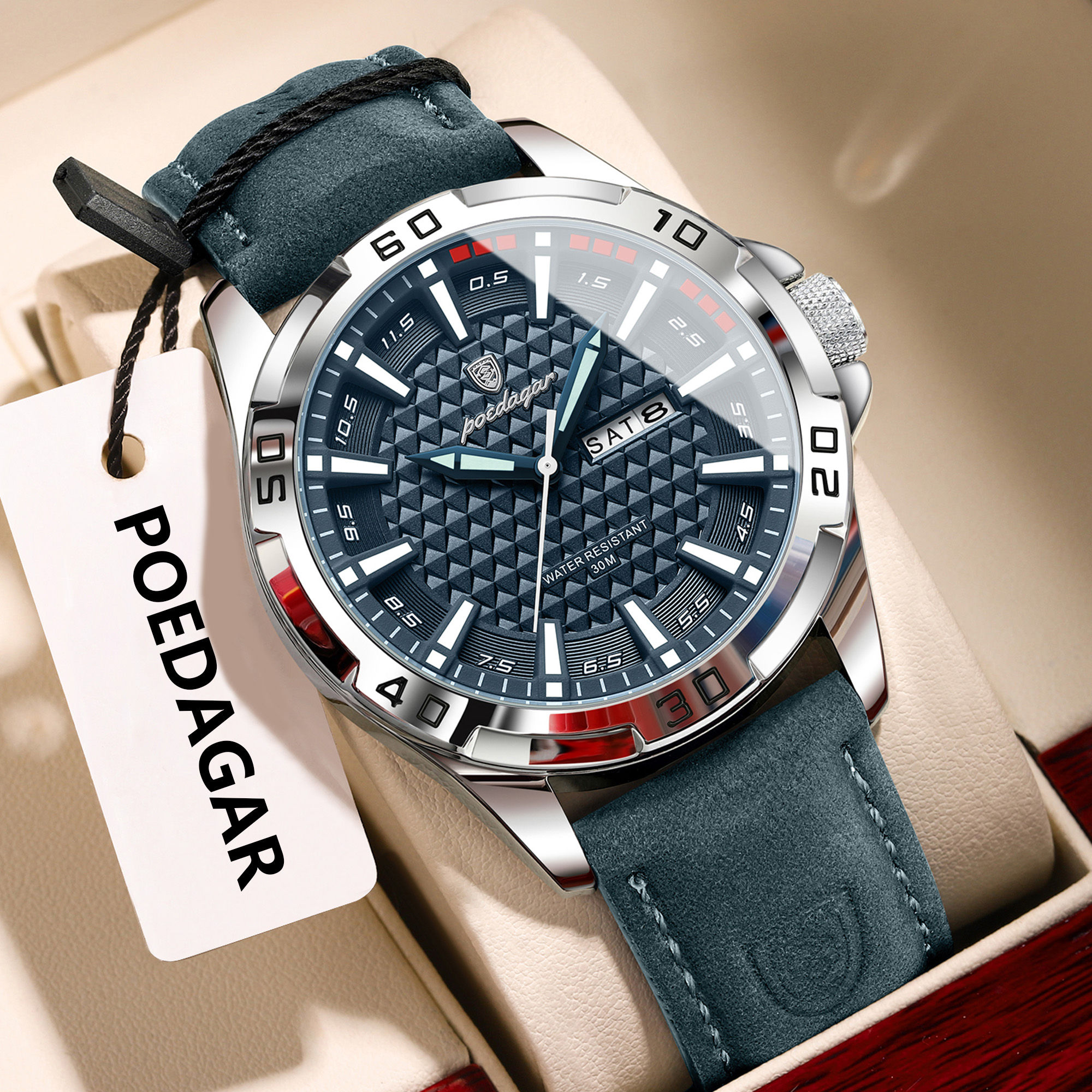 Reloj POEDAGAR Hombre Luminoso con Fecha y Semana