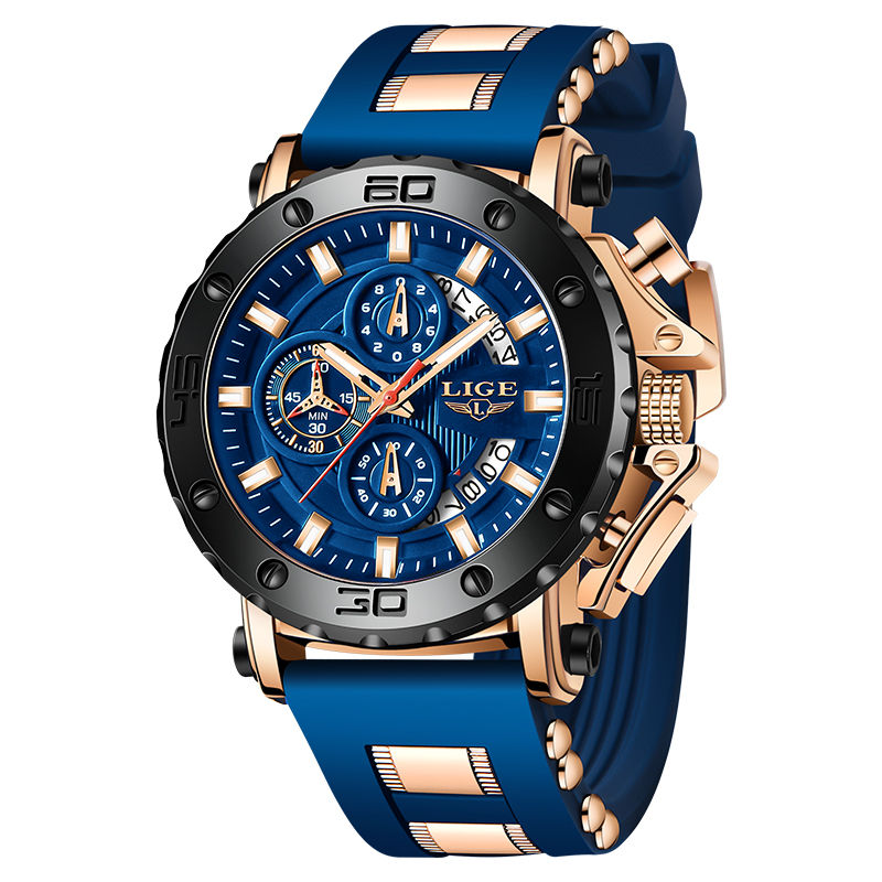 Miniatura: Reloj Hombre LIGE Formal Esfera Grande Cronómetro Cuarzo