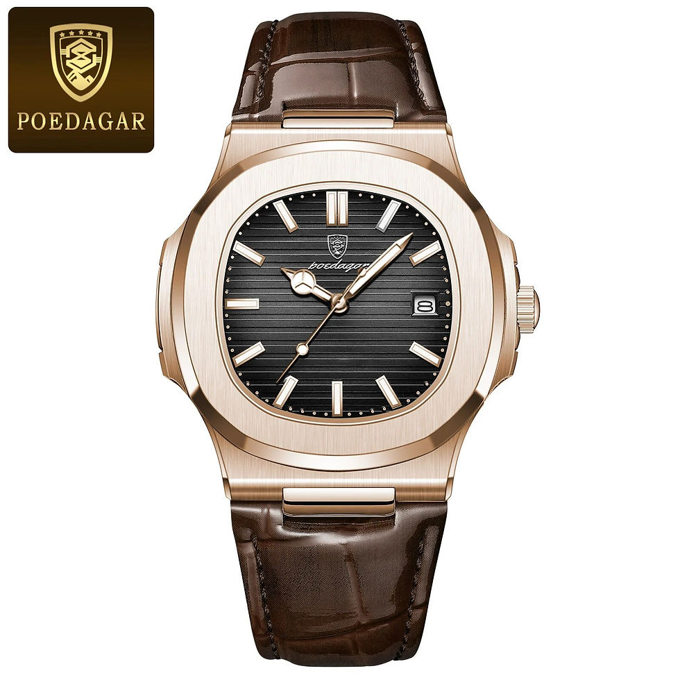 Miniatura: Reloj POEDAGAR Hombre Caja Cuadrada Luminoso con Fecha Resistente al Agua