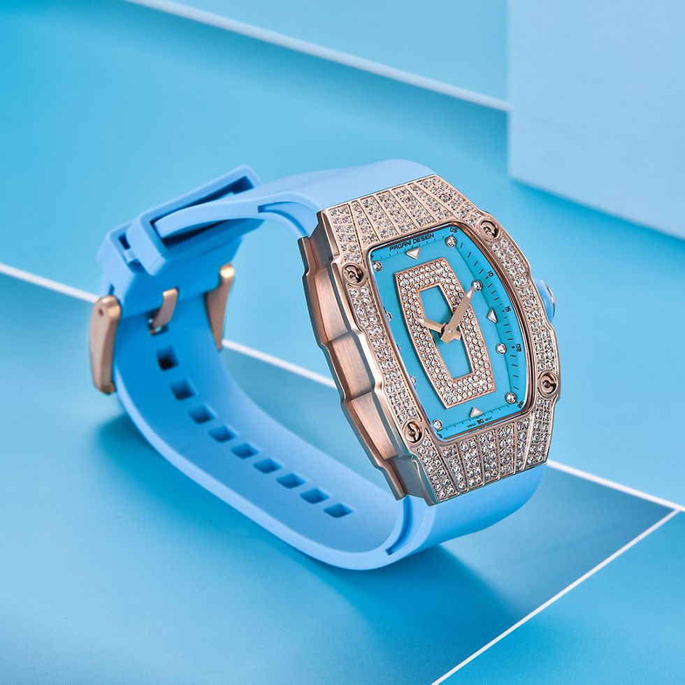 Miniatura: Reloj Mujer Pagani Design Lujo Diamantes Correa Goma Impermeable