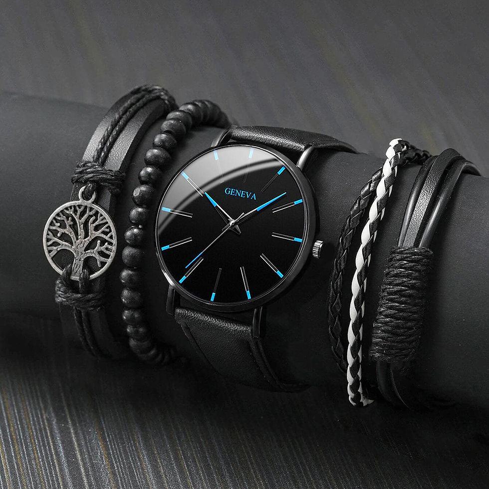 Miniatura: Set 4/5 Relojes Hombre Moda Cuero Cuarzo Casual