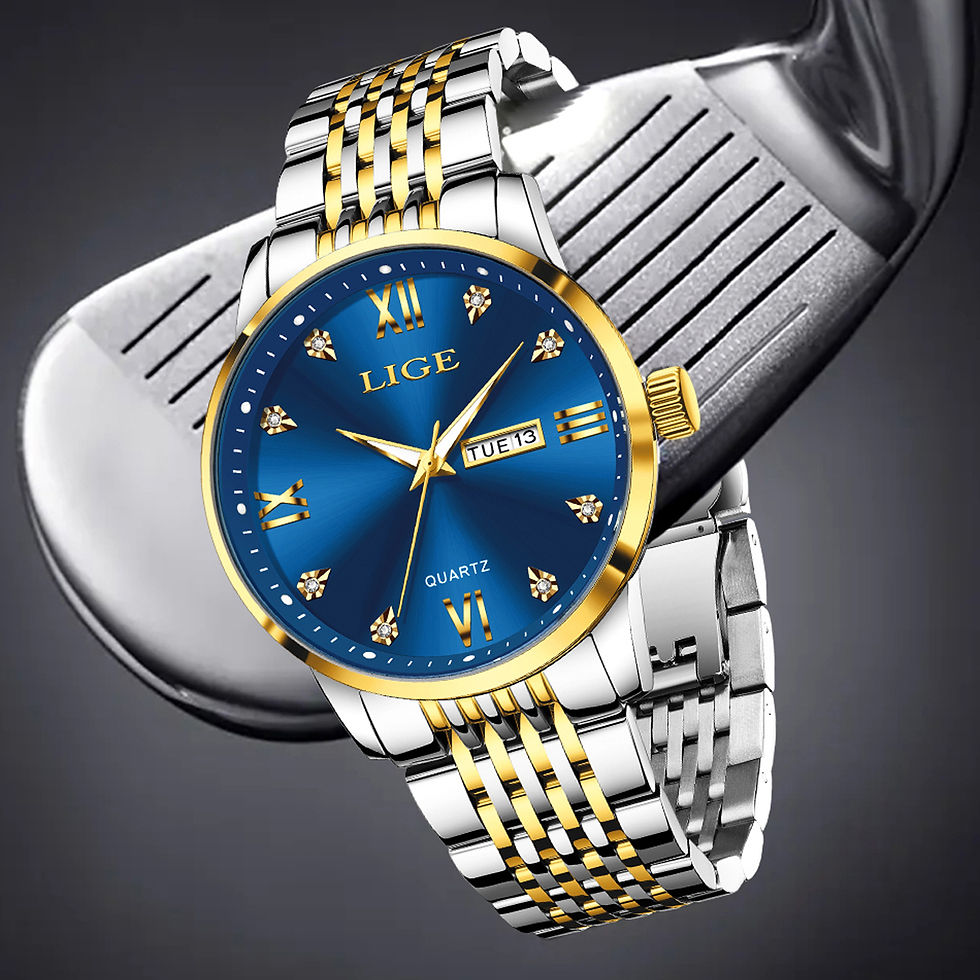 Miniatura: Reloj Hombre LIGE Elegante Luz Nocturna Doble Calendario Cuarzo