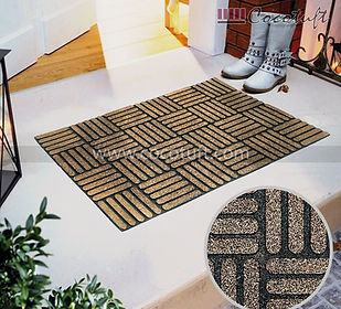 Non-Slip Recycled Rubber Mat, Decorative Basketweave Design
