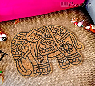 Elephant Shaped Vinyl Backed Coir Floor Mat
