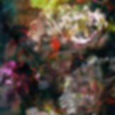Oeuvre abstraite de pivoine couleur chaude format carré sur métal brossé